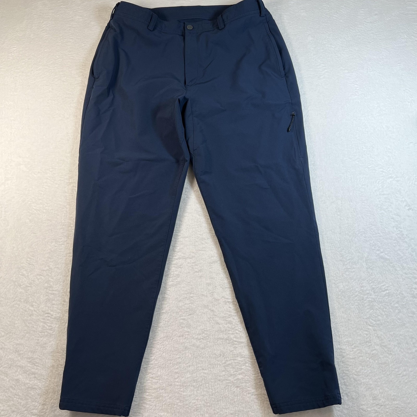 Mack Weldon Jogger Pants Mens Large Navy Blue Stretch Drawstring Cuffed Travel